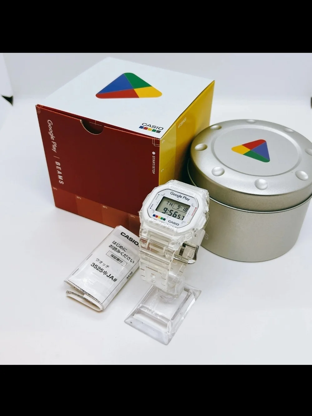 Casio G-Shock X BEAMS Transparent/Clear Digital Watch with Google Play Accent